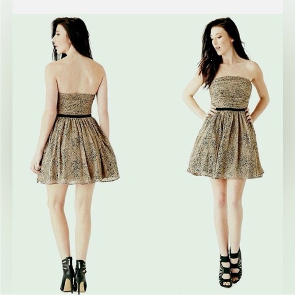 GuessElegant Leopard Print Strapless Dress, S - Picture 1 of 12